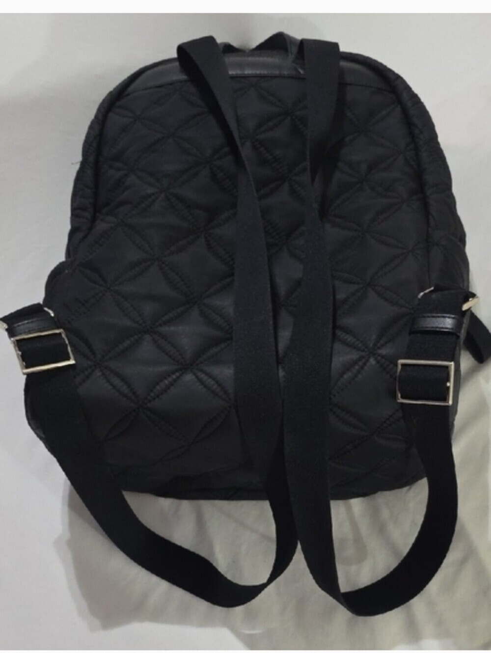 Kate Spade New York Black Quilted Nylon Backpack Gold Zip Travel Laptop Bag - Picture 5 of 10